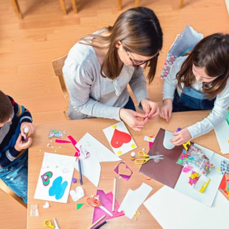 Teacher with Kids - Creative Arts Class.